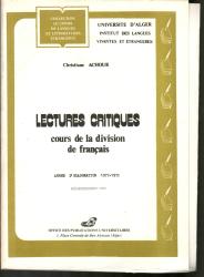 Lectures critiques cours de la division de Français