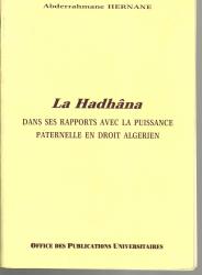 La HADHANA : dans ses rapports avec la puissance paternelle en droit Algérien