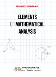 ELEMENTS OF MATHEMATICAL ANALYSIS