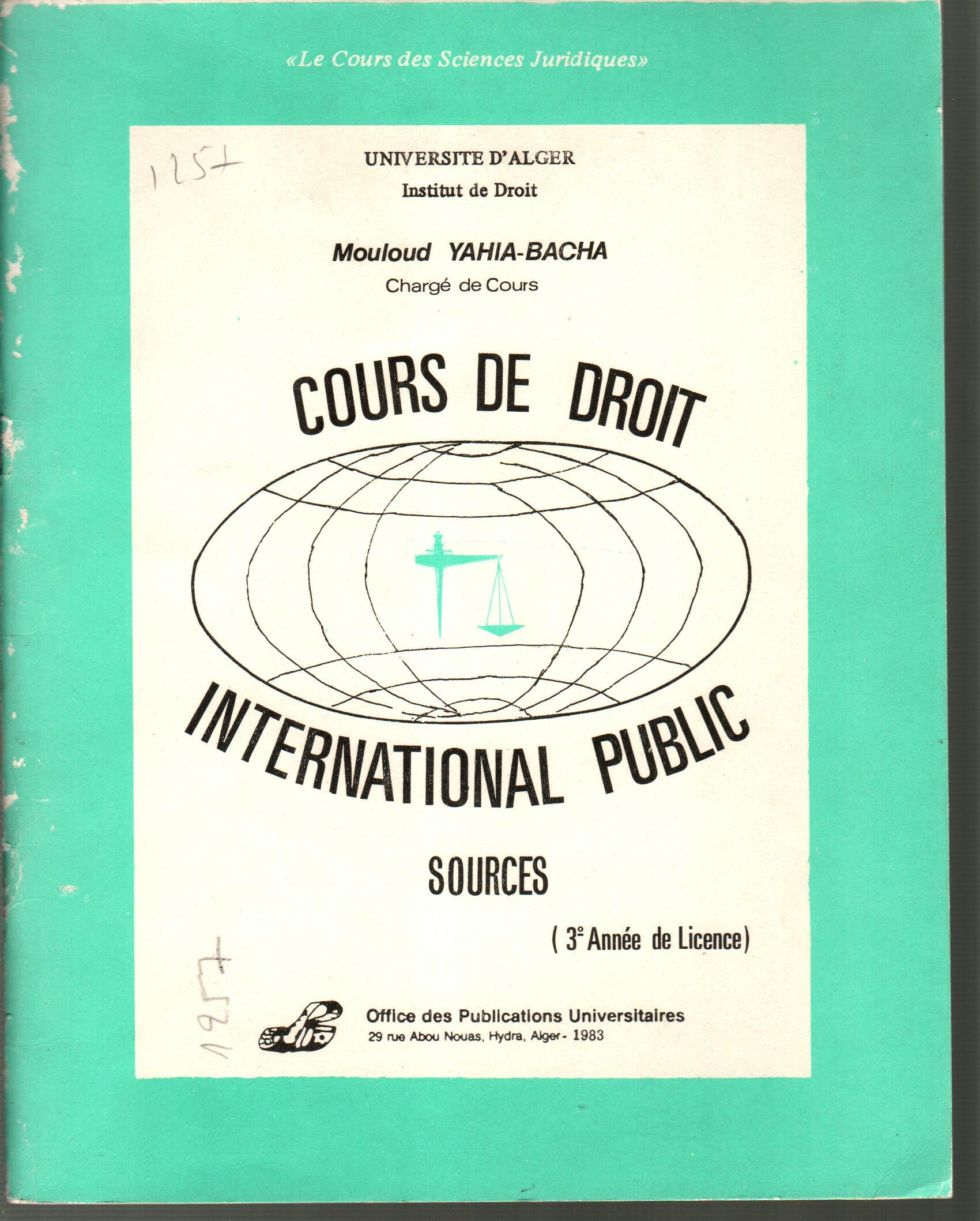 Cours de droit international public -sources