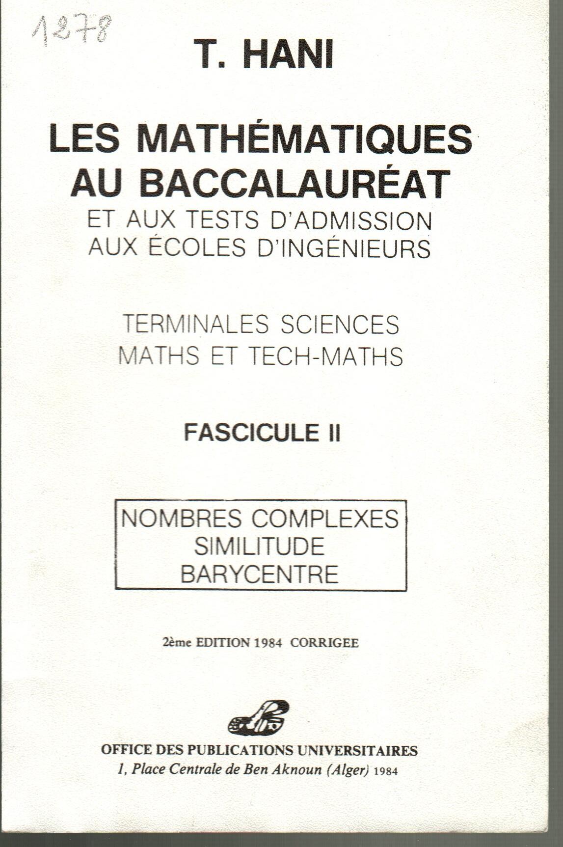 Les mathématiques au baccalauréat fascicule 2