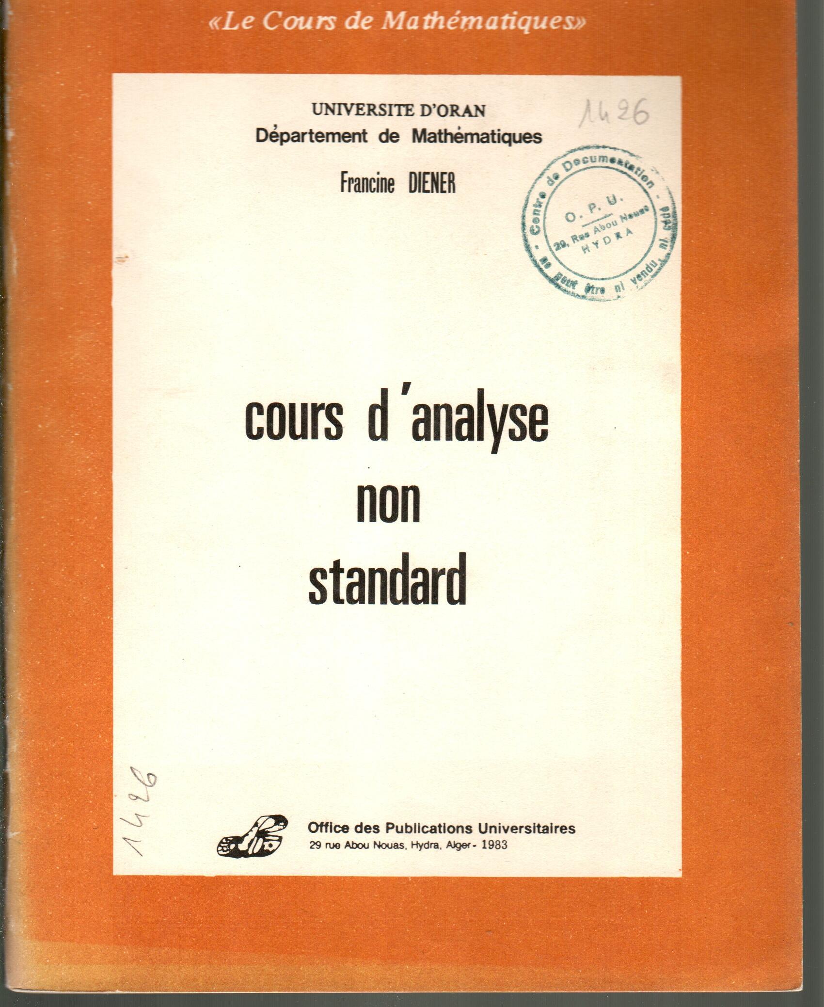 Cours d'analyse non standard