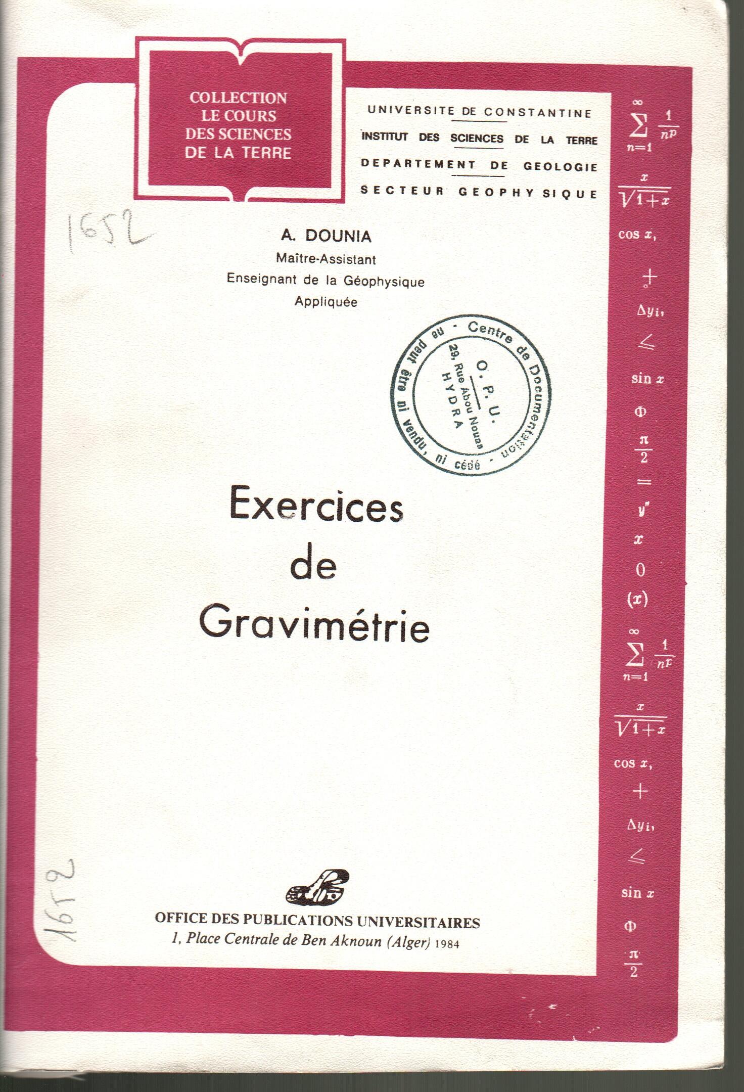 Exercices de gravimétrie