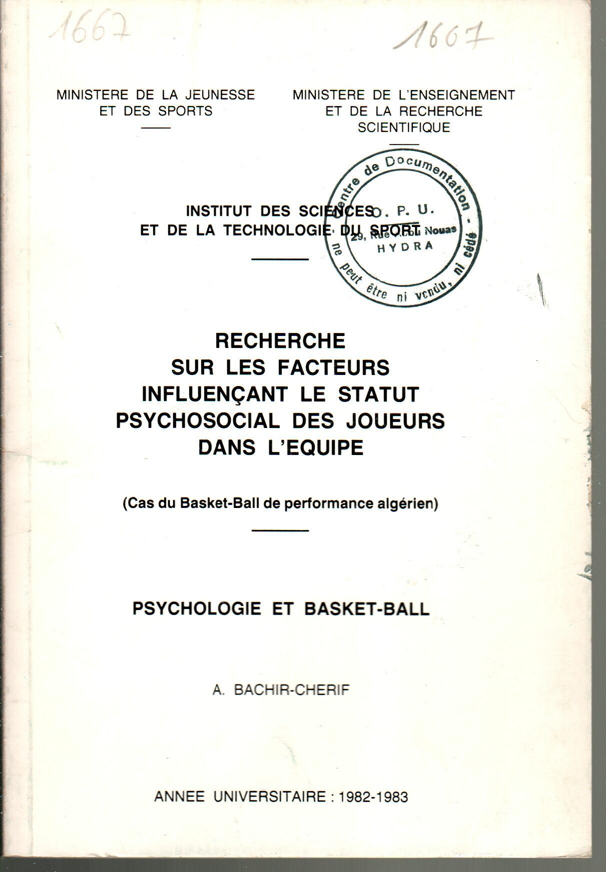 Recherche sur les facteurs influençant sur le statut psychosocial des joueurs dans l'équipe