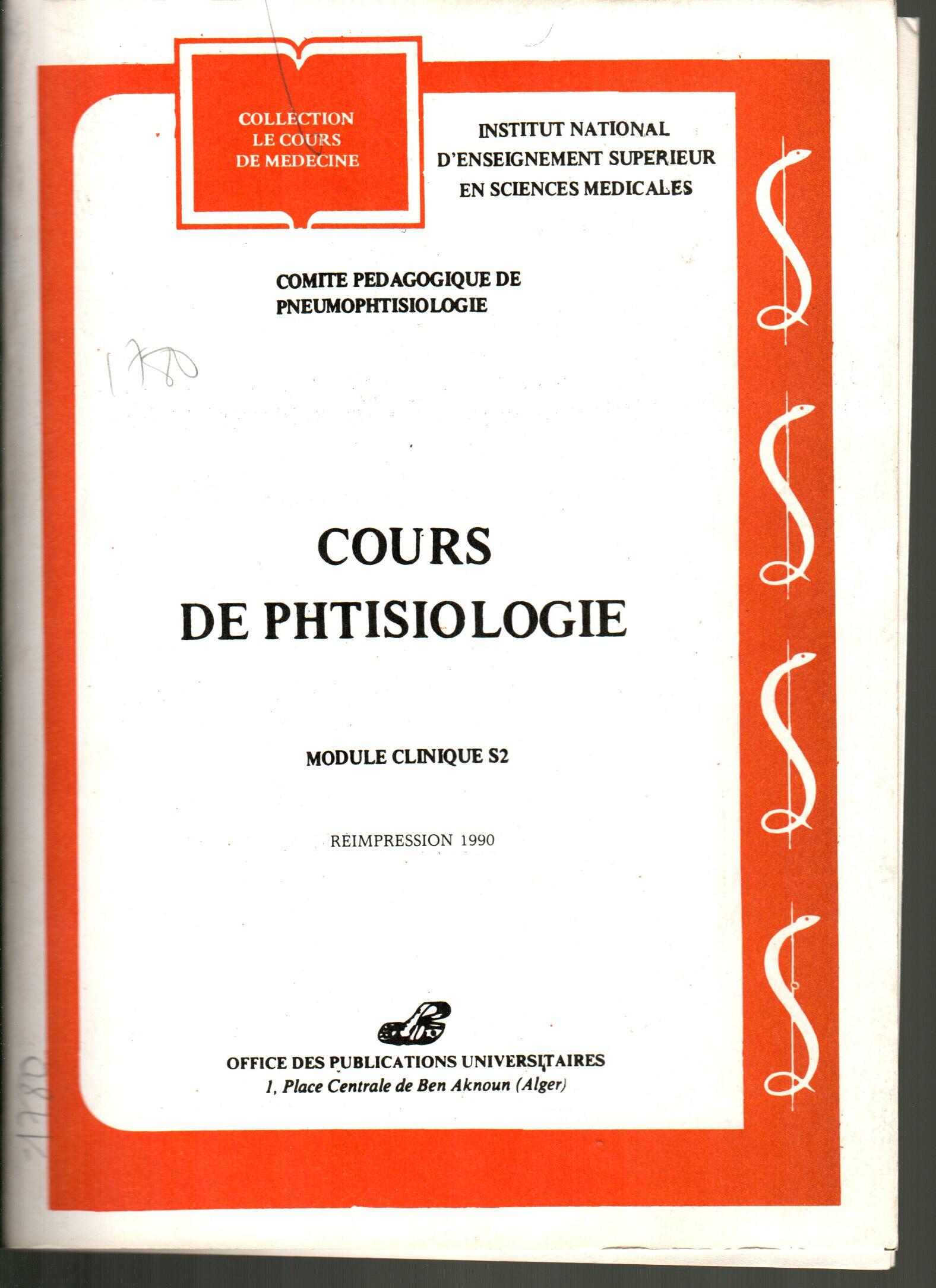Cours de phtisiologie