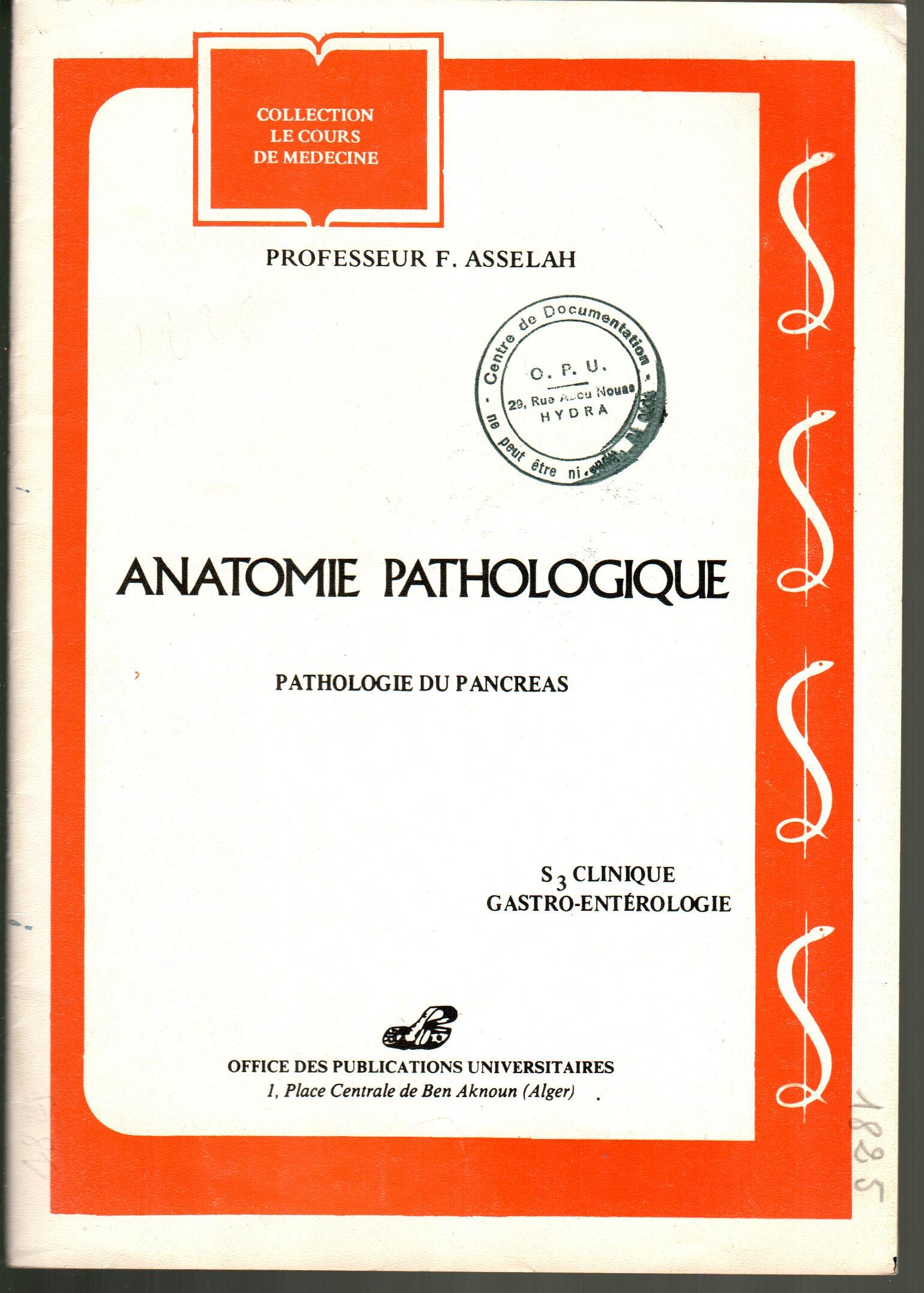 ANATOMIE PATOLOGIQUE -pathologie du pancreas
