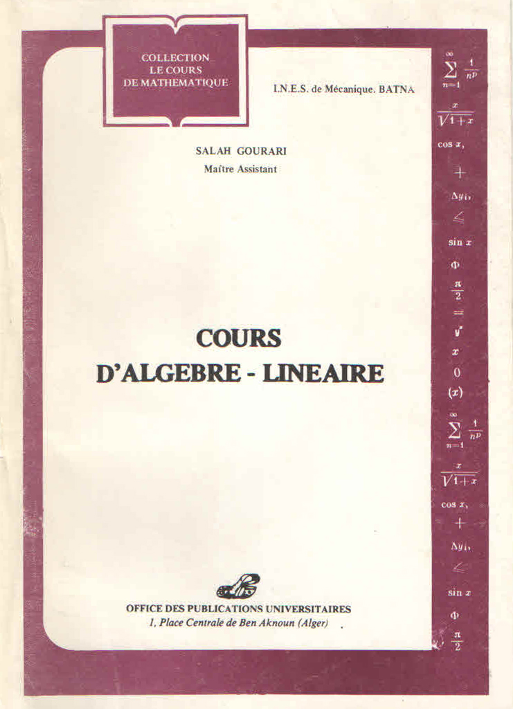 Cours d'algèbre linéaire