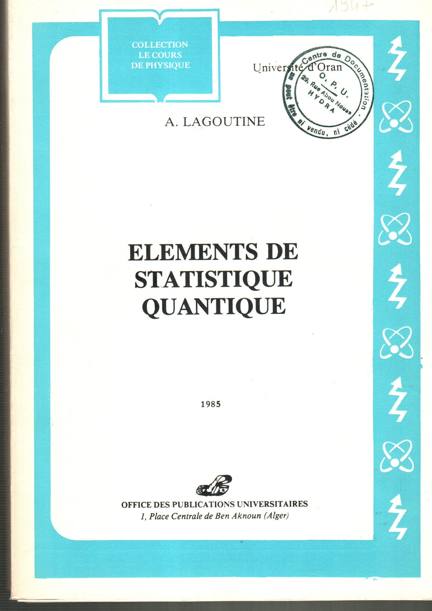 Éléments de statistique quantique
