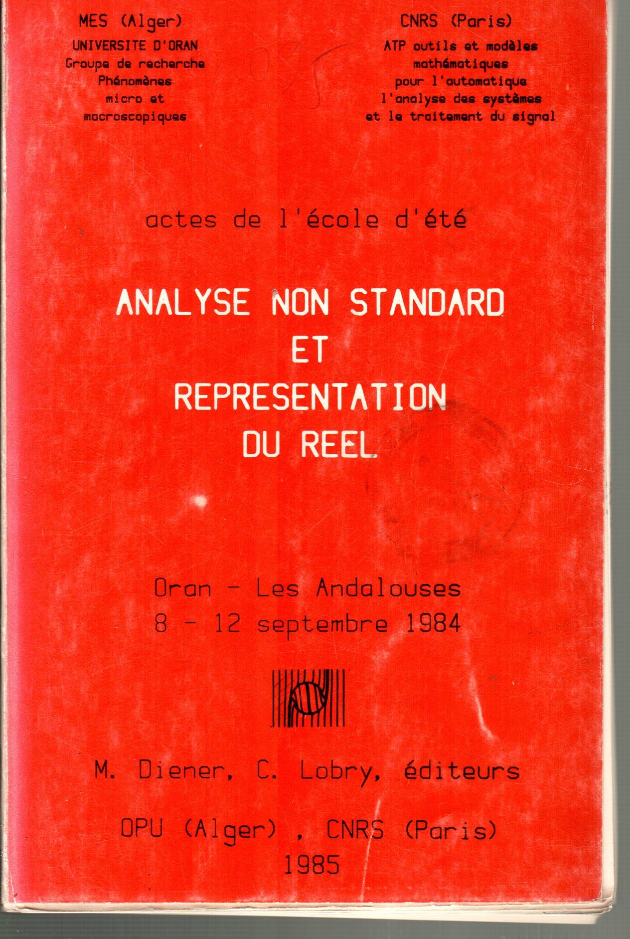 Analyse non standard et représentation du réel - Actes école d'Oran -