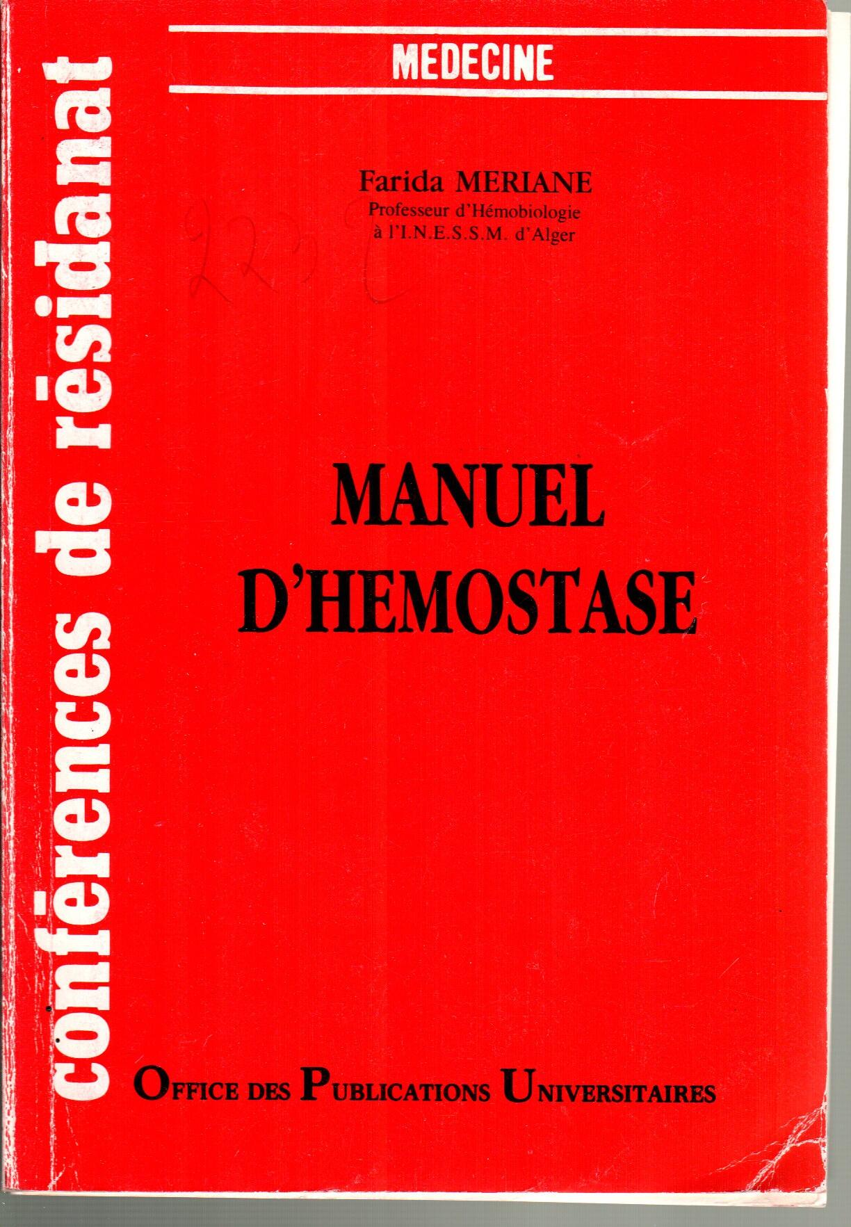 Manuel d'hémostase