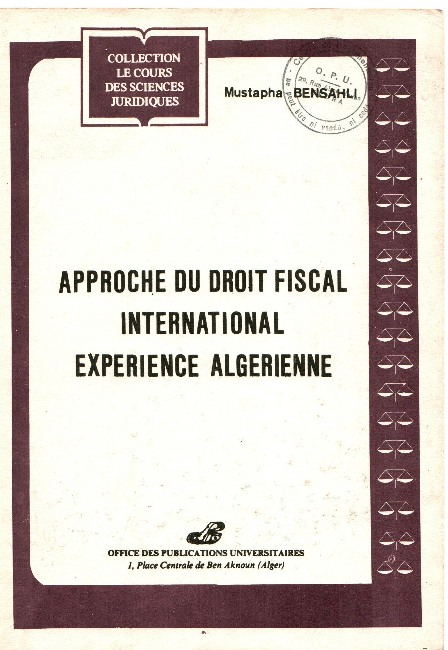 approche du droit fiscal international -experience algérienne