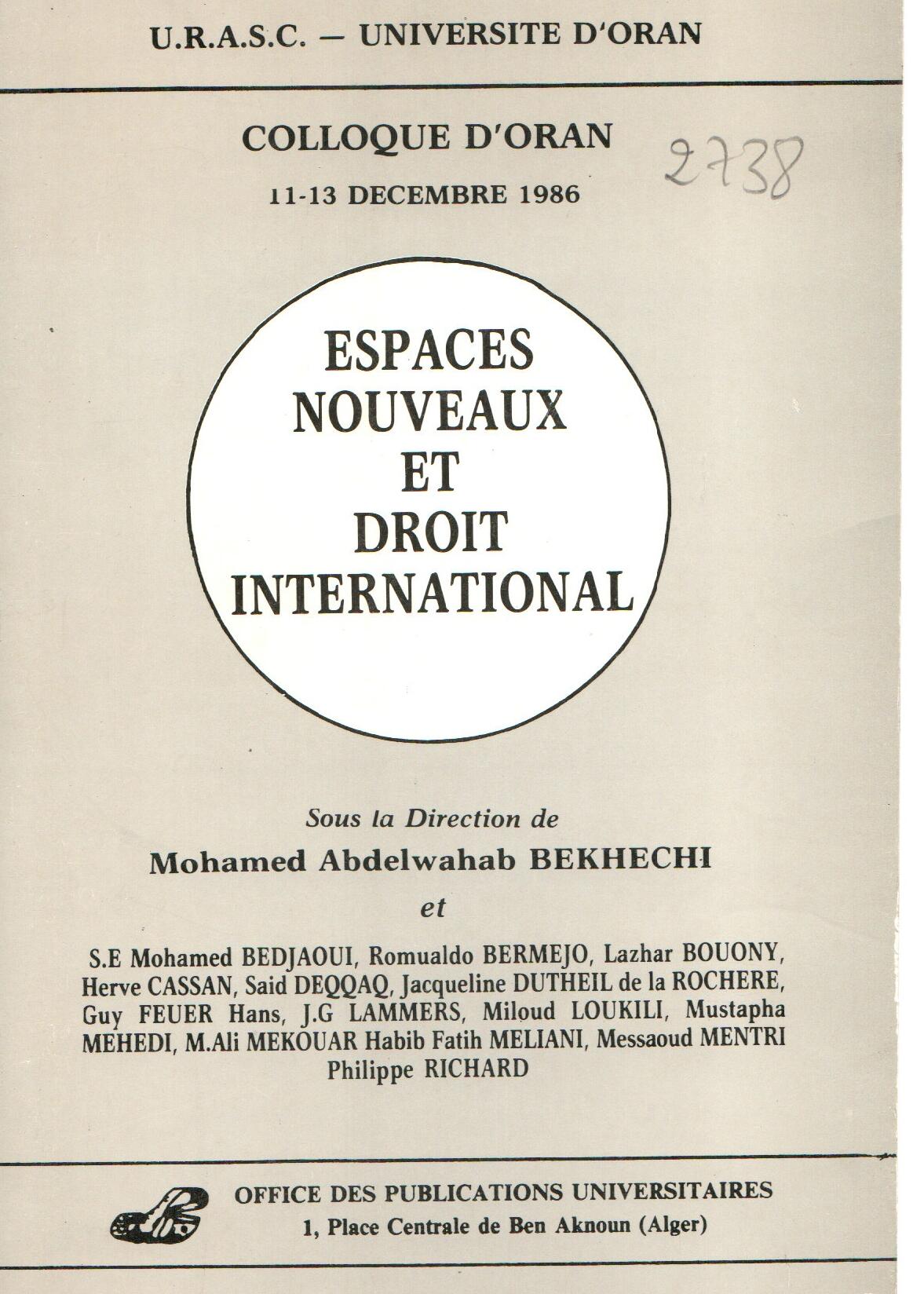Espaces nouveaux et droit international