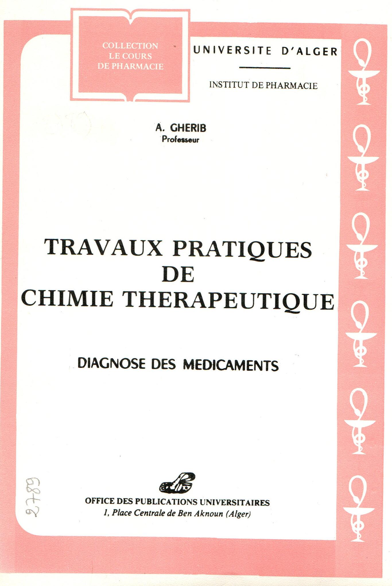 Travaux Pratique chimie thérapeutique