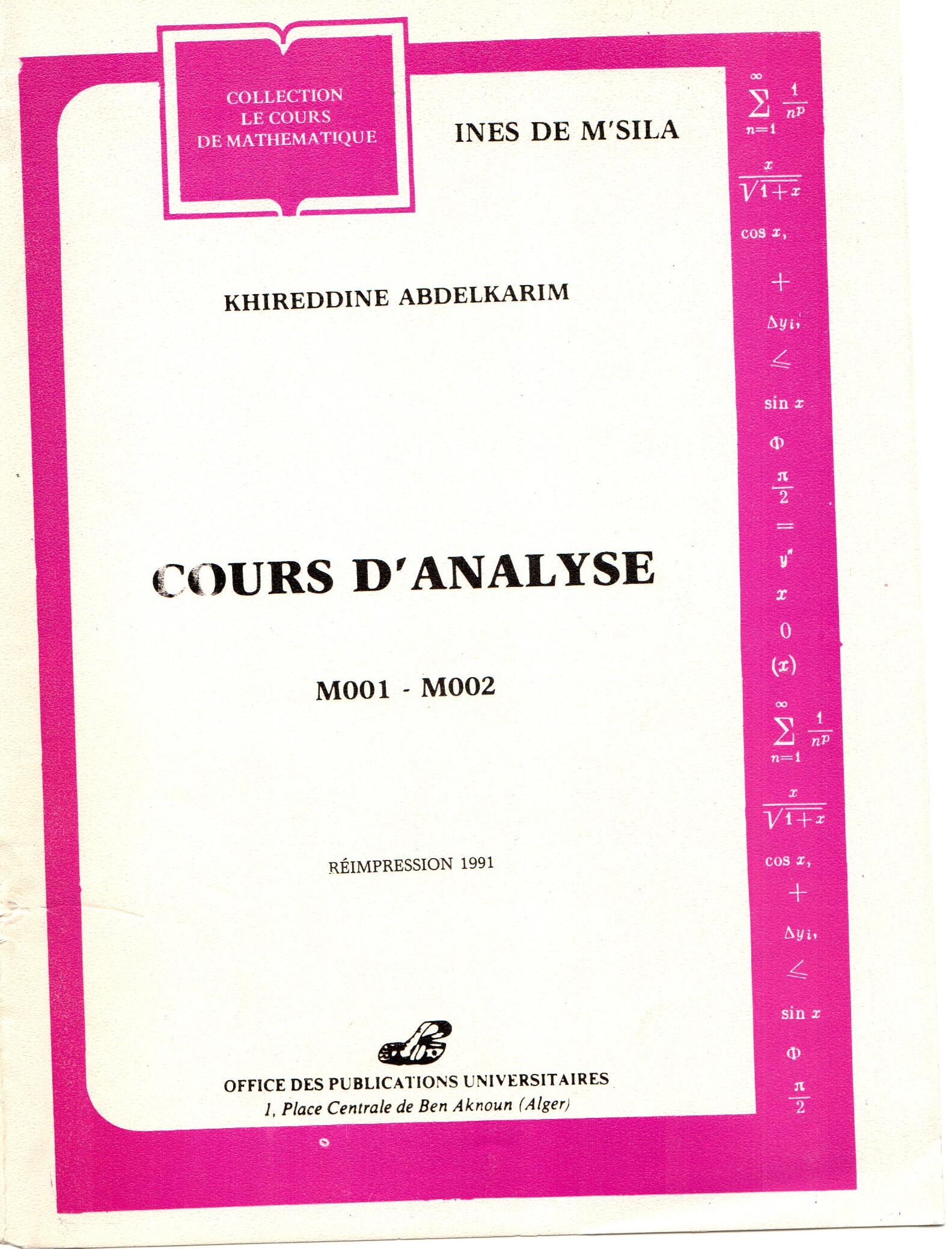 COURS D'ANALYSE