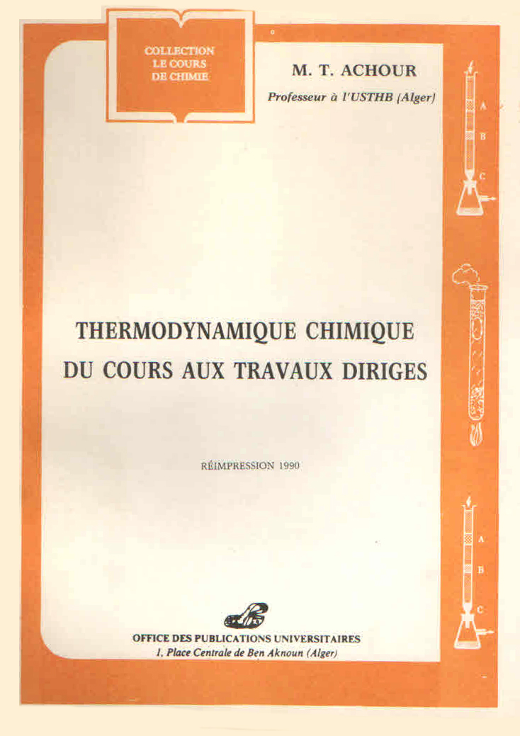 Thermodynamique chimique du cours aux travaux