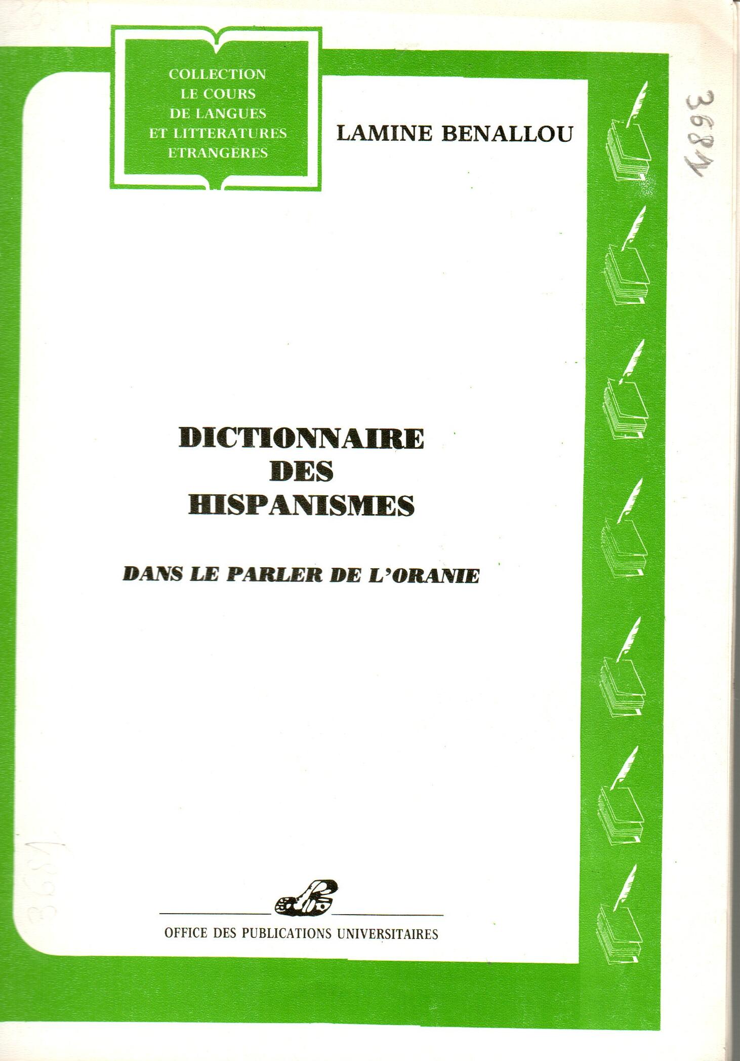 Dictionnaire des hispanismes dans le parler de l'Oranie