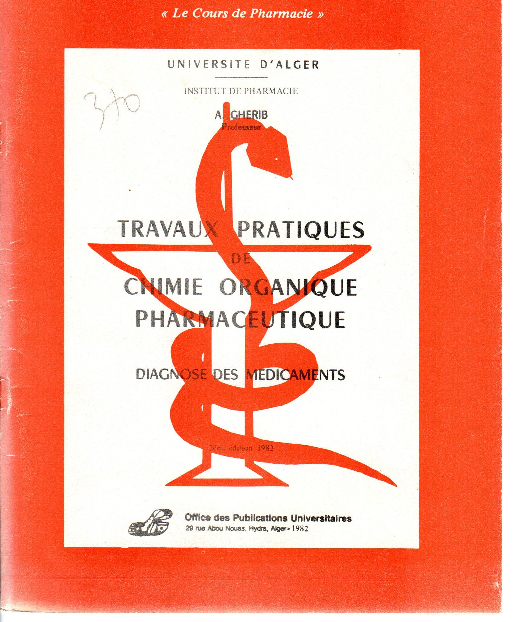 Travaux Pratique de chimie organique pharmaceutique