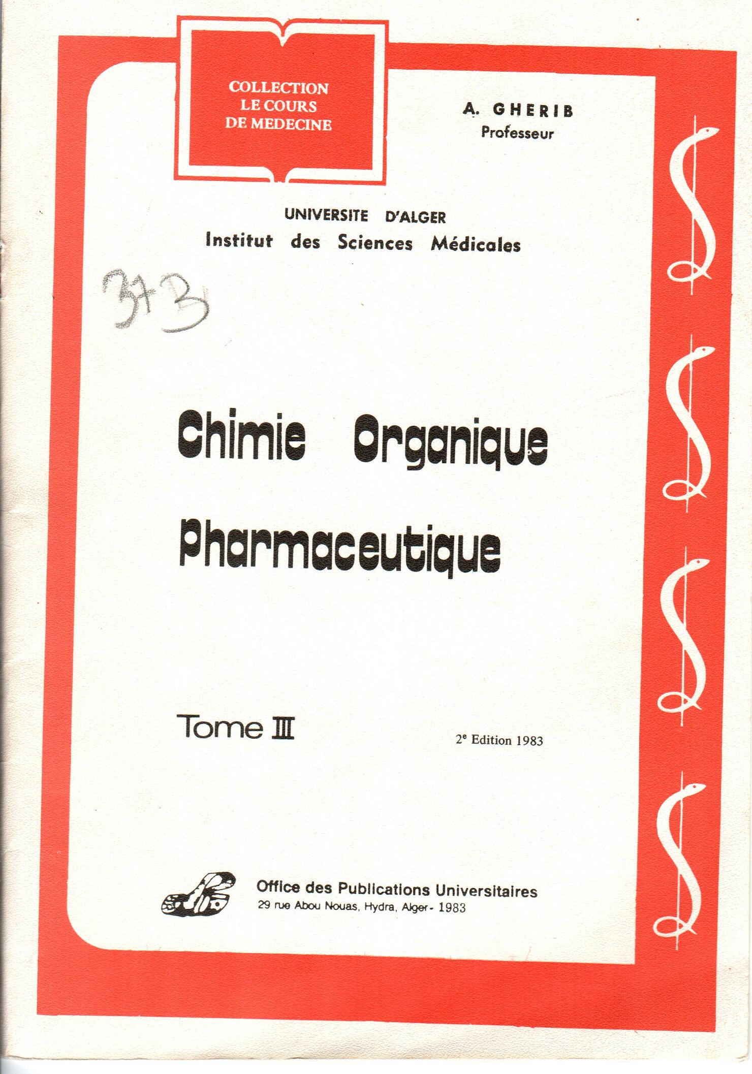 Chimie organique pharmaceutique T3