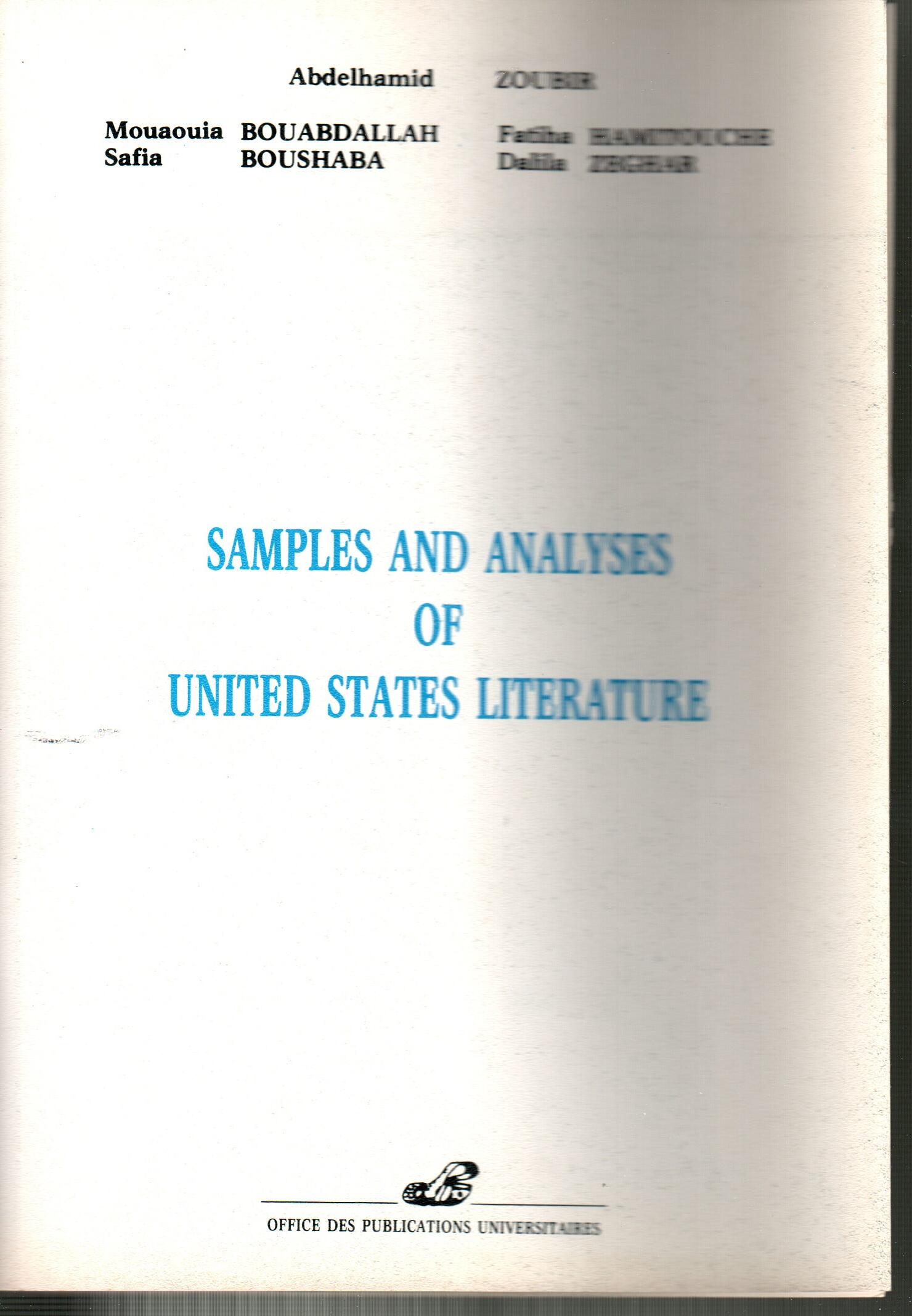 Samples and analyse of United States litterature