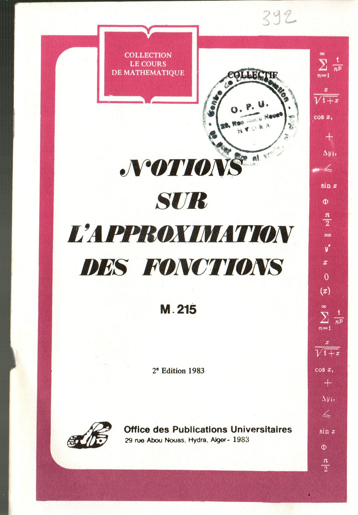 Notions sur l'approximation des fonctions