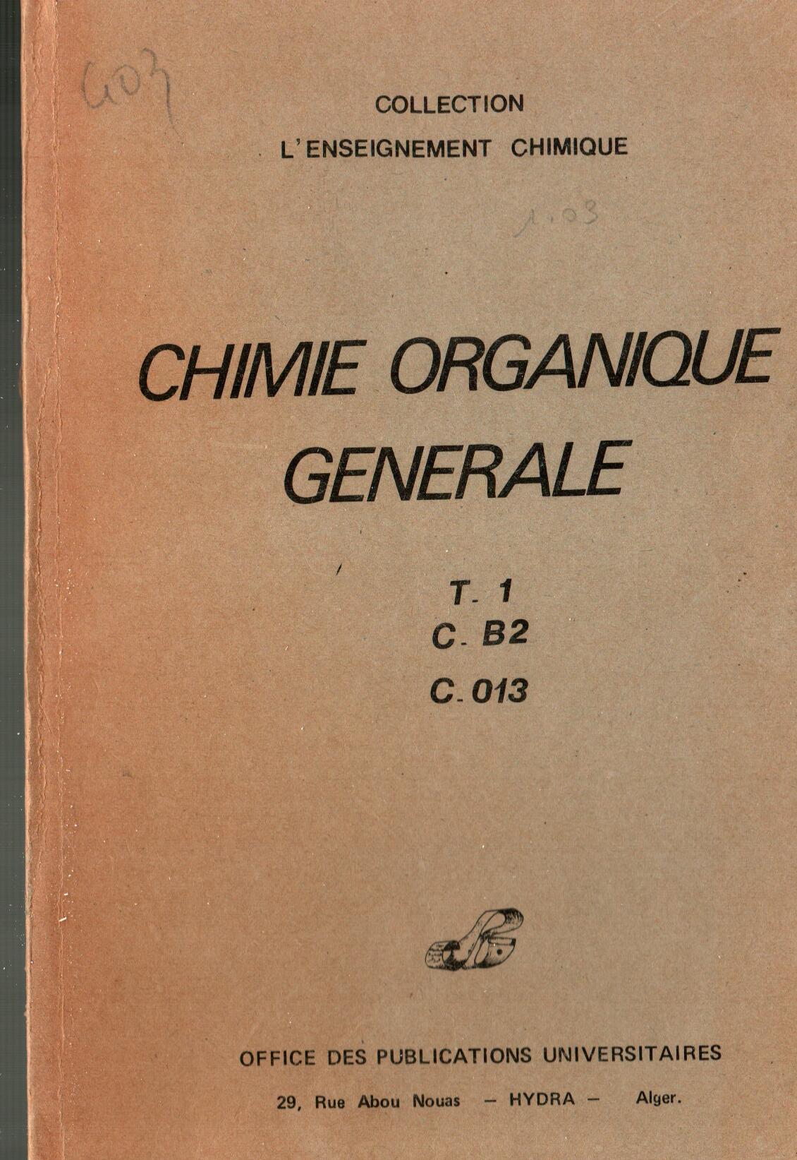 Chimie organique générale T1