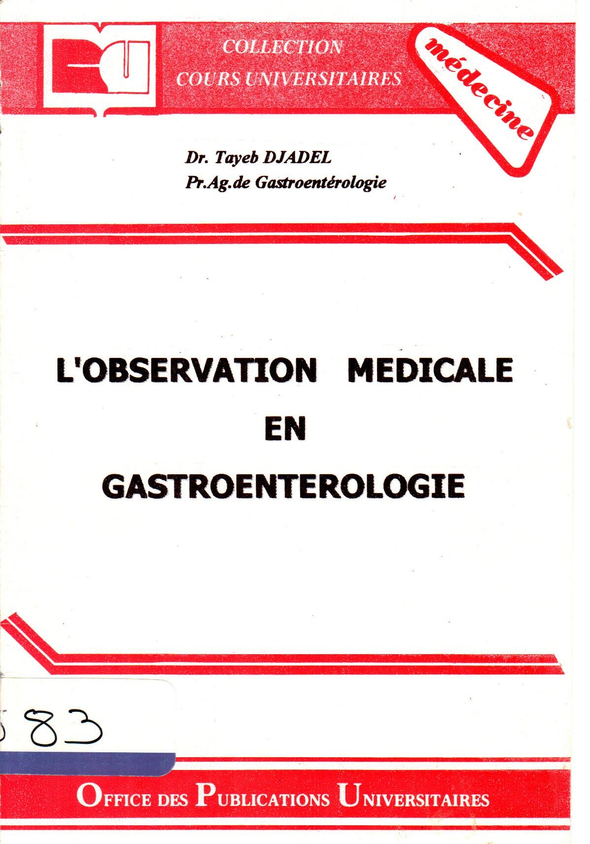 l'observation medicale en gastro enterologie