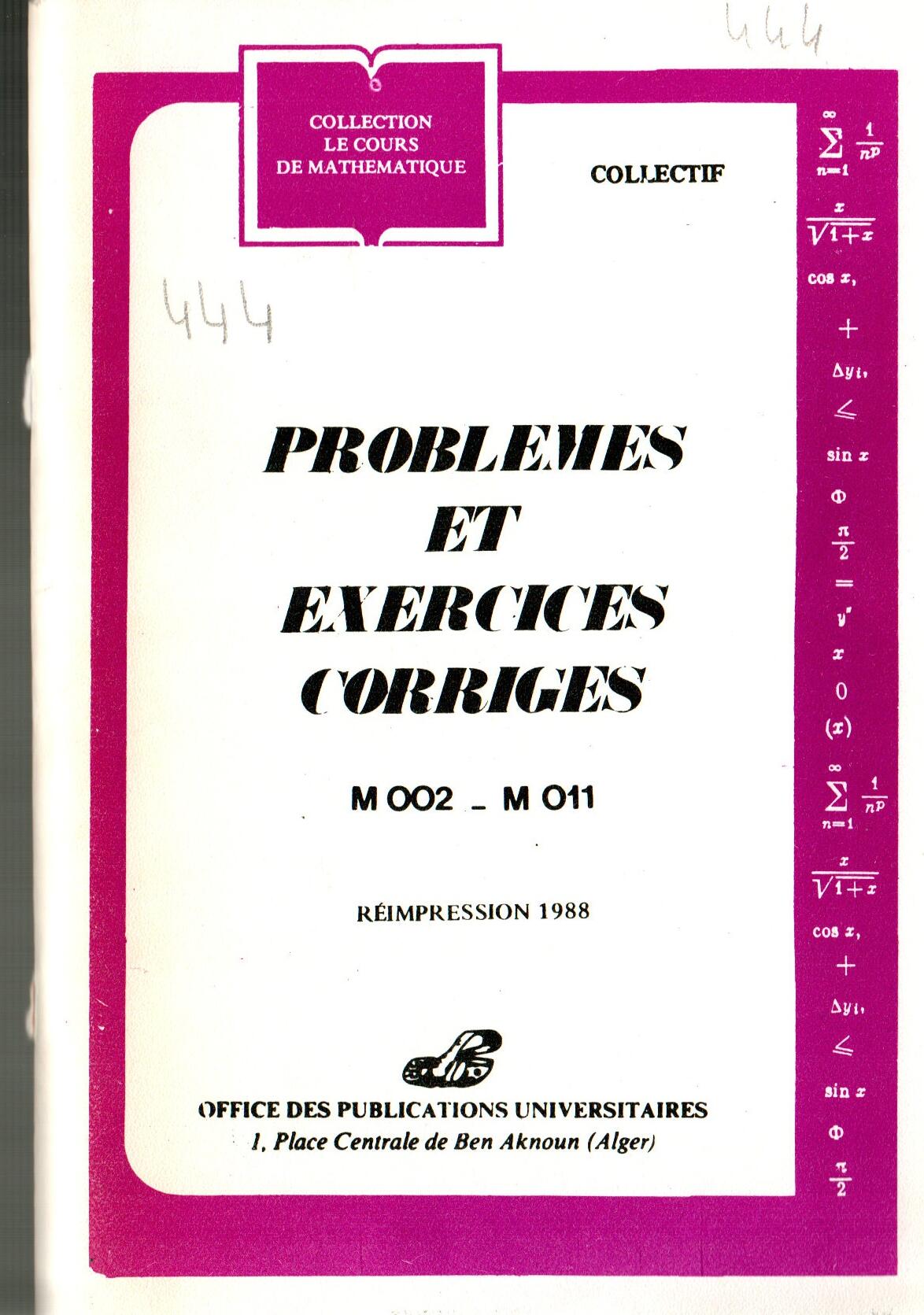 PROBLEMES ET EXERCICES CORRIGES