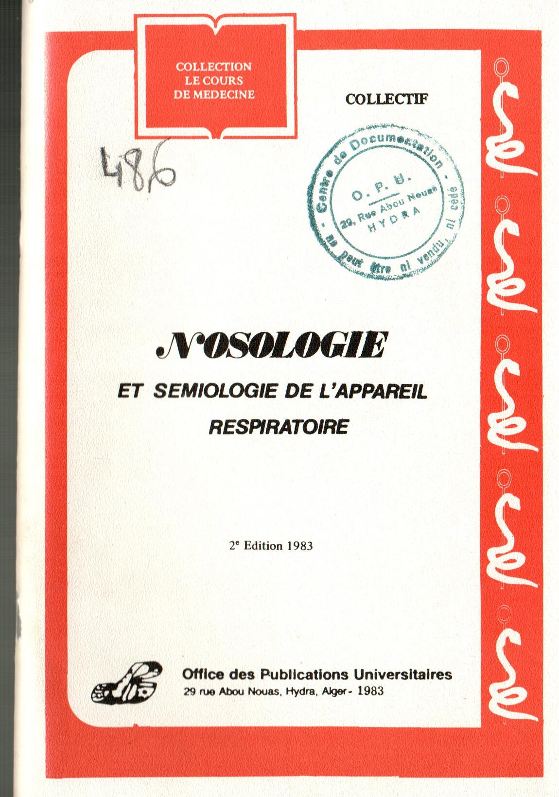 Nosologie et sémiologie de l'appareil respiratoire