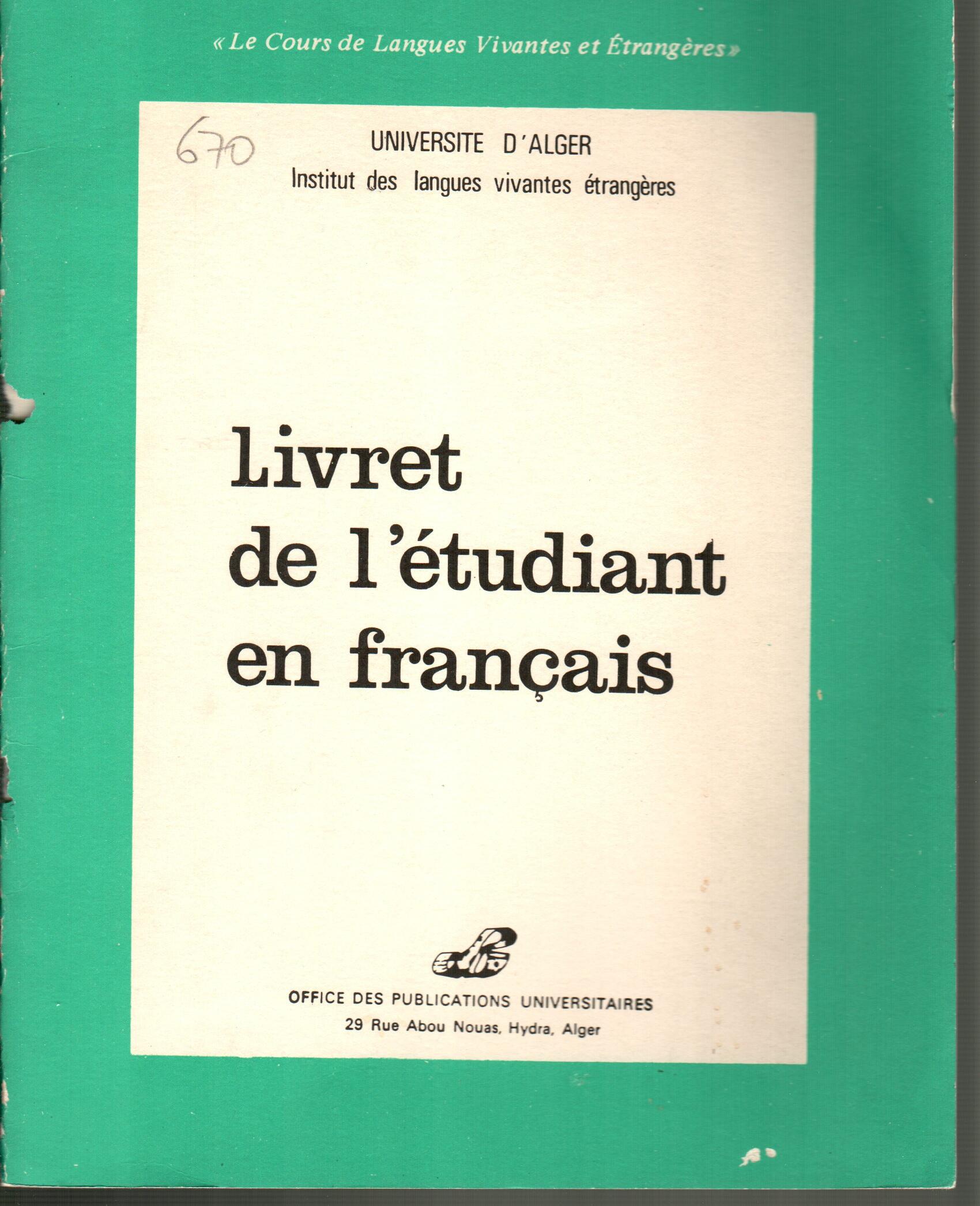 Livret de l'étudiant en français