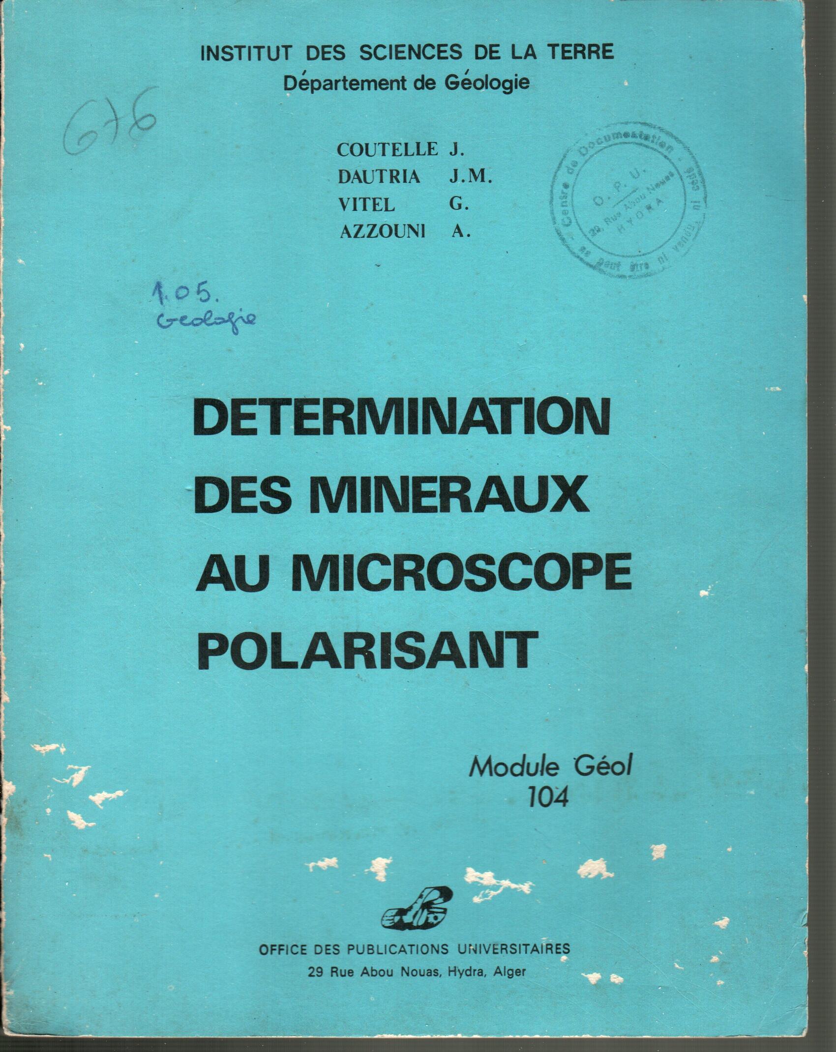 Détermination des minéraux au microscope polarisant