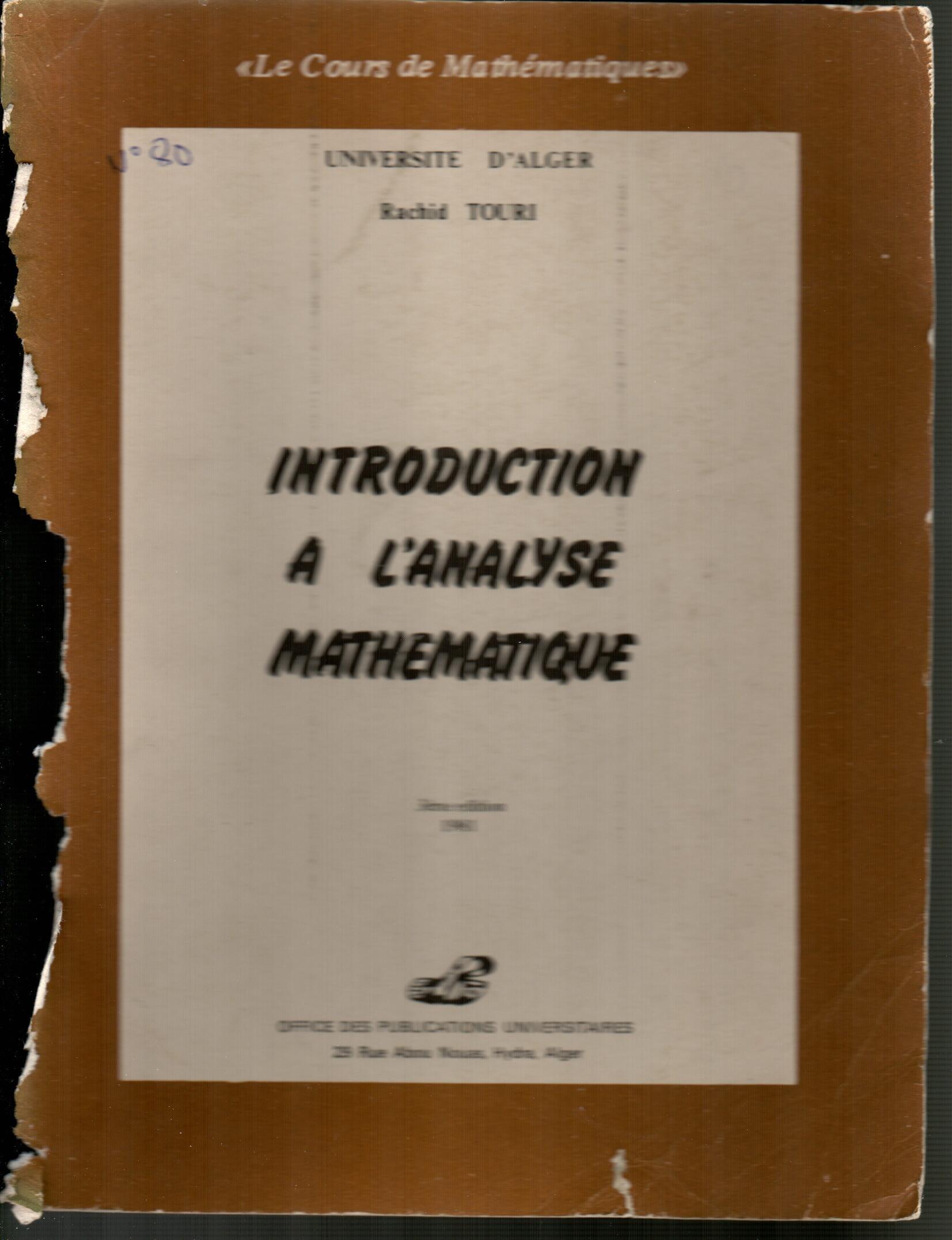 Introduction à l'analyse mathématique