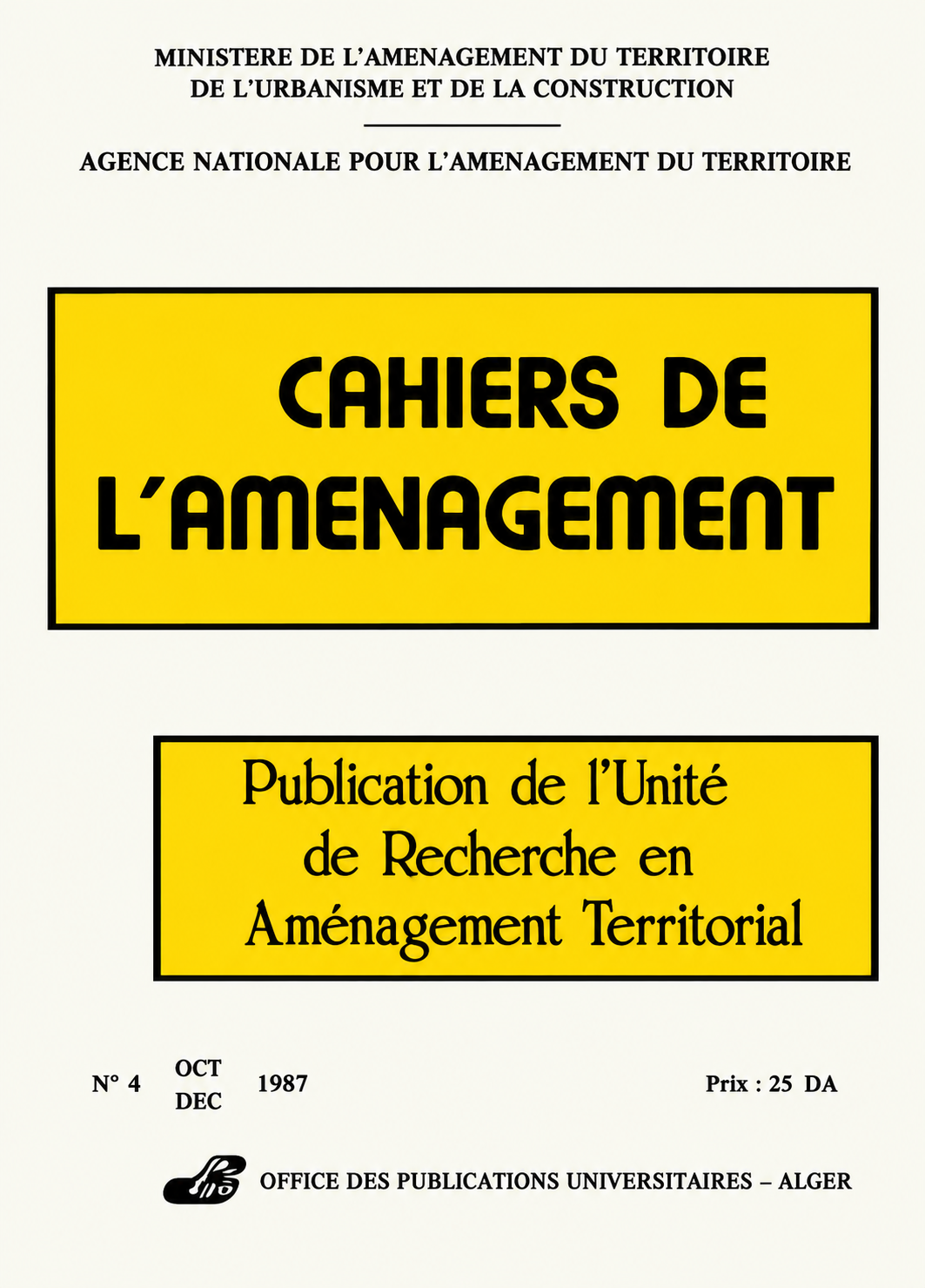 cahiers de l'aménagement n°4 oct-déc 1987